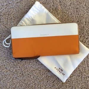 Coach Borough Wallet in Orange and White